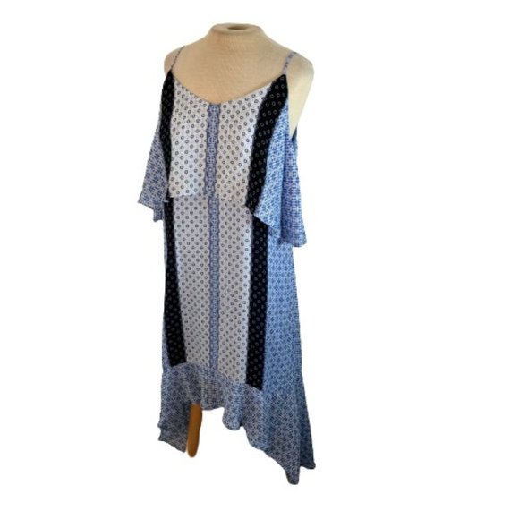 Kaari Dresses & Skirts - Kaari Blue Boho Bohemian High Low Ruffle Dress L